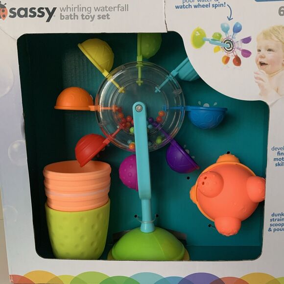 Sassy Whirling Waterfall Bath Toy Set STEM 6+ Months BPA Free No Paint - Picture 2 of 7